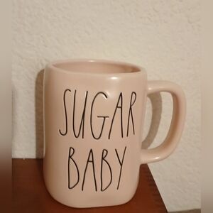 Pink Ceramic Mug with 'Sugar Baby' By Rae Dunn